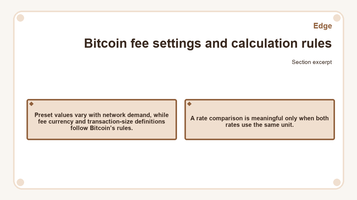 Edge - Bitcoin fee settings and calculation rules